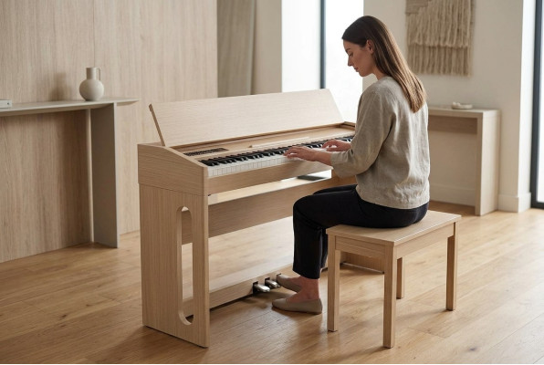 Digital piano for home use 130 cm light brown