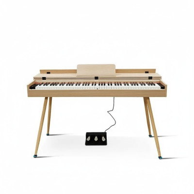 Glossy digital piano in beige color for home