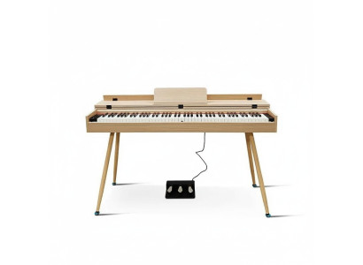 Glossy digital piano in beige color for home