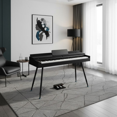 Black glossy digital piano for home