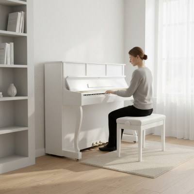 This white digital piano offers unparalleled creativity and style