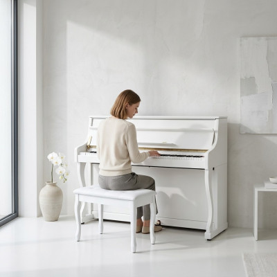 Digital piano with fully open top, high-quality surface