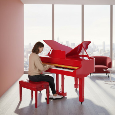 Shiny red digital piano