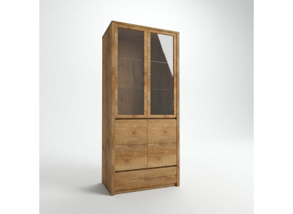 Display cabinet with door and drawer