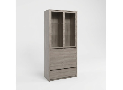 Kitchen display cabinet with drawer and glass shelves