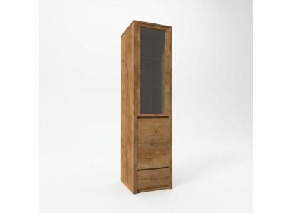 Glossy display cabinet, kitchen, with glass shelves and drawer