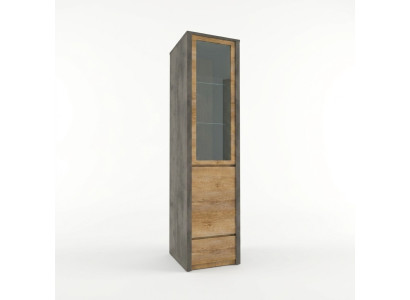 Display cabinet with drawer and glass shelves