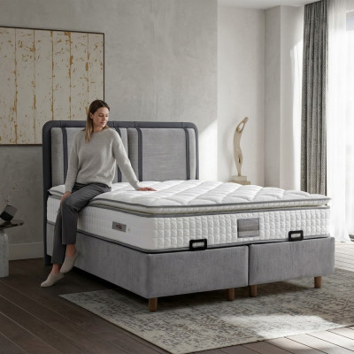 An elegant and stable bed with mattress that adds charm to the decor.