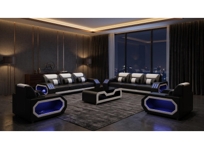 Wohnzimmer Set Modern Schwarz Futuristische Designer Couchgruppe Luxus