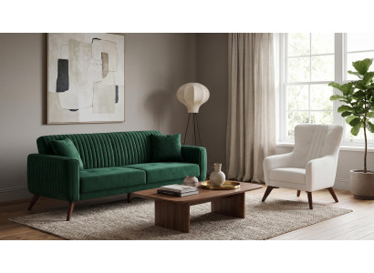 Weiß-grünes Sofa-Set 3-Sitzer-Sofas modern garnitur Stoffsofas