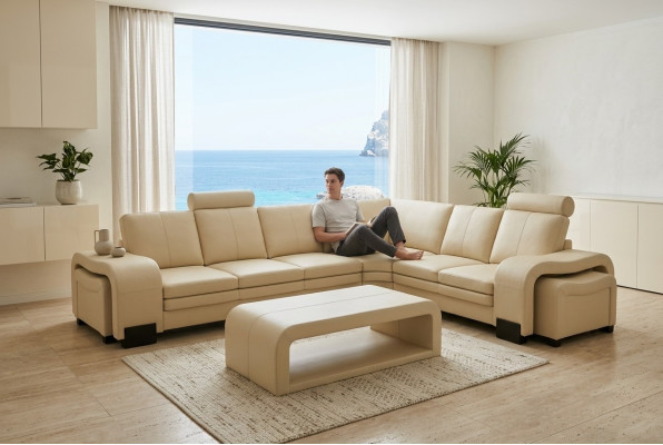 LEATHER SOFA XXL LIVING ROOM SET LEATHER CORNER COUCH SET CORNER SOFA UPHOLSTERY