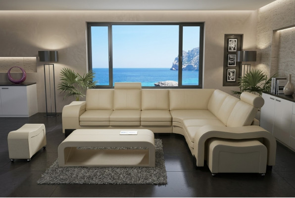 LEATHER SOFA XXL LIVING ROOM SET LEATHER CORNER COUCH SET CORNER SOFA UPHOLSTERY