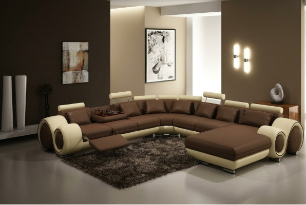 Leather sofa, corner sofa, sectional sofa, couch, upholstered leather seating set, living area.