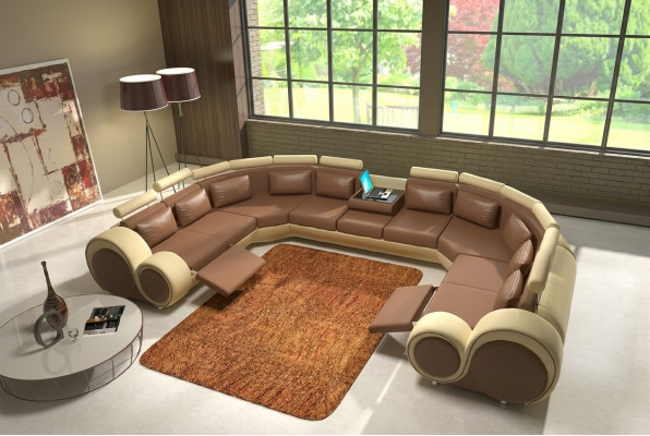 Leather sofa upholstery couch living area leather textile sofa XXL corner sofa