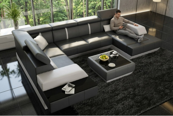 Leather sofa, living landscape, couch, sofa, corner sofa, corner couch, leather couch, upholstered corner sofa.