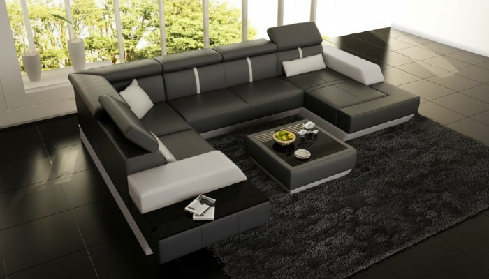 Leather sofa, living landscape, couch, sofa, corner sofa, corner couch, leather couch, upholstered corner sofa.