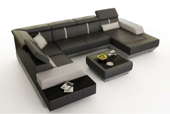 Leather sofa, living landscape, couch, sofa, corner sofa, corner couch, leather couch, upholstered corner sofa.
