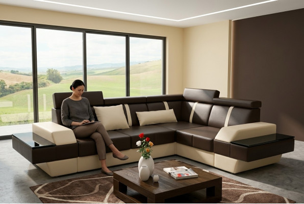 Designer leather sofa living area upholstered couch sofa corner sofa corner couch leather couch