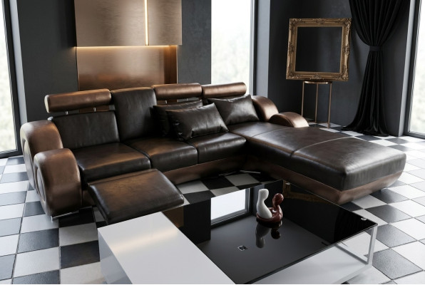 Elegant designer corner couch Berlin II leather sofa corner sofa sofa couch