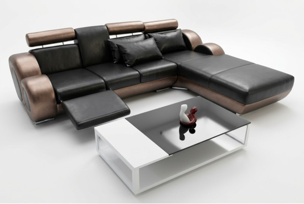 Elegant designer corner couch Berlin II leather sofa corner sofa sofa couch