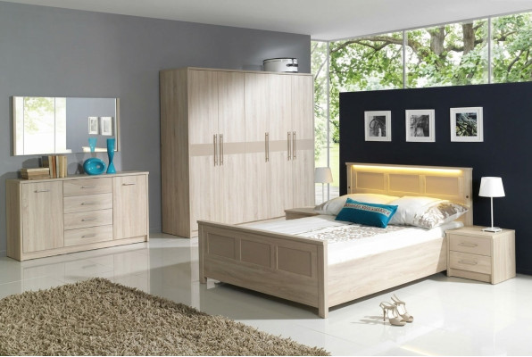 Bedroom furniture set: bed, wardrobe, dresser, complete set, dresser.