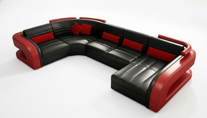 Leather sofa living area couch set upholstered corner sectional sofa U-shape Bergamo
