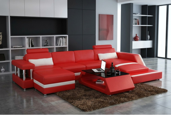 Designer sectional sofa living area large modern leather sofa couch Hamburg III
