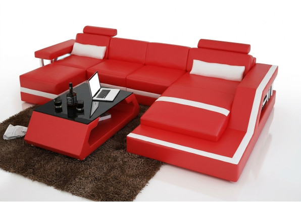 Designer sectional sofa living area large modern leather sofa couch Hamburg III