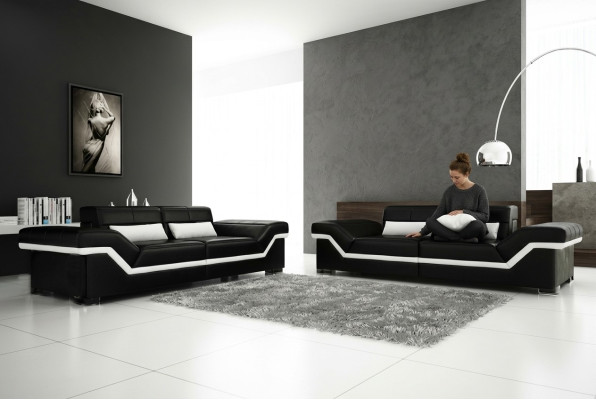 LEATHER SOFA BIG SOFA 3+3 DESIGN SOFA UPHOLSTERED LEATHER SET COUCH SOFA SET NEW