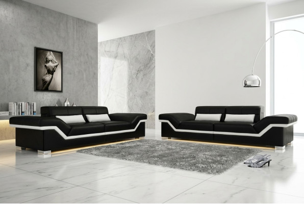 LEATHER SOFA BIG SOFA 3+3 DESIGN SOFA UPHOLSTERED LEATHER SET COUCH SOFA SET NEW