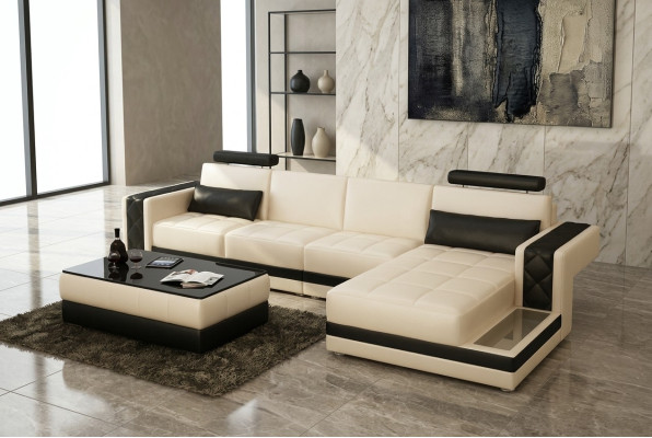 Leather sofa couch living landscape corner sofa L-shape suite design modern