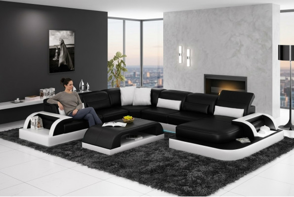 Leather sofa couch living environment corner sofa corner suite modern design new sofa L6012