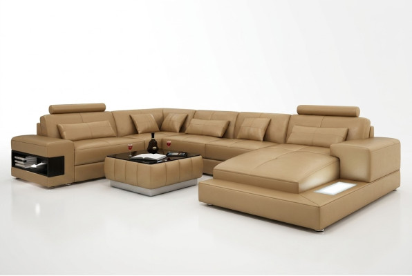 Leather sofa, couch, living landscape, modern corner sofa, corner decor, suite, design.