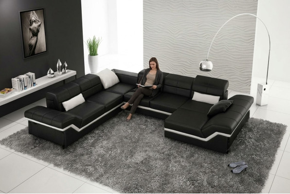 LEATHER SOFA XXL LIVING AREA CORNER SOFA DESIGN SOFA COUCH SET CORNER COUCH NEW