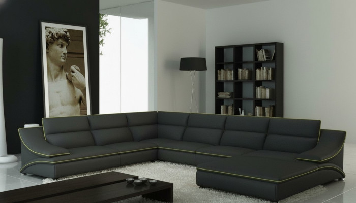 Corner sofa, leather sofa, upholstered living suite, couch seat corner ensemble, U-shape, EltmannG