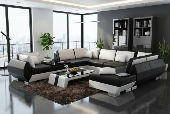 Leather sofa, couch, sofa set, new corner sofa, corner suite, modern design R7002 sofa.