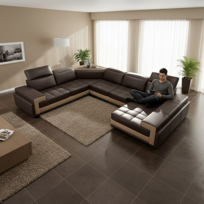 Leather sofa couch living landscape corner sofa modern corner decor design suite