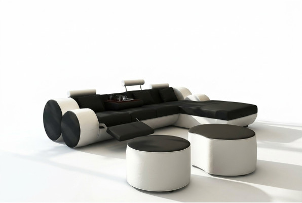 Designer leather sofa set, leather corner sofa, living room landscape, leather couch