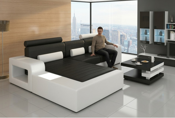 LEATHER *MOD H2209 BETA* CORNER SOFA SET LEATHER COUCH NEW SOFA SET CORNER SOFA