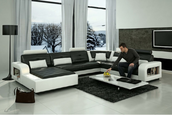 Corner sofa couch upholstered living landscape leather corner sofas set U shape H2209