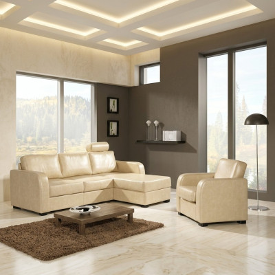 Corner sofa, sofa, couch, leather, textile fabric, living area suite, upholstery corner CAPRI