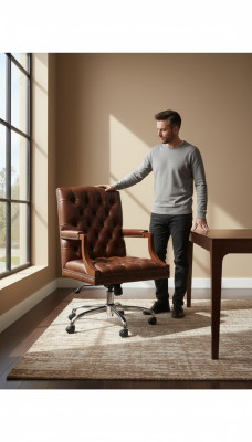 Chesterfield Office Chair Swivel Chair Office Armchair Leather Armchair KING Swivel Chair New