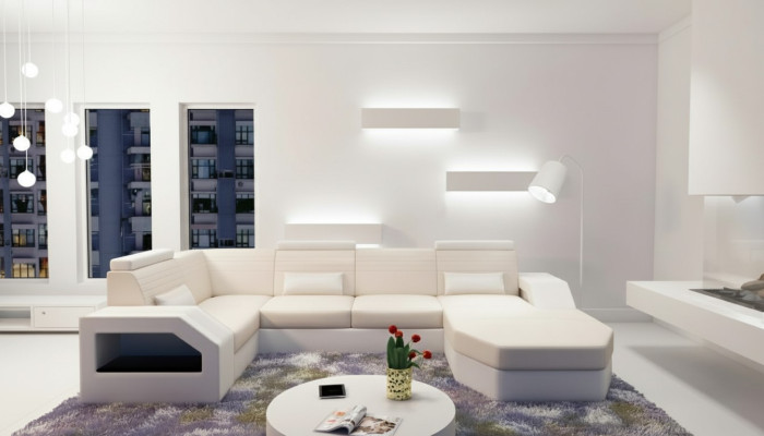 Designer sofa corner sofa leather fabric textile upholstery suite living landscape new