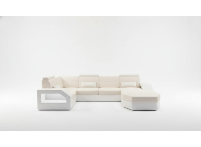 Designer sofa corner sofa leather fabric textile upholstery suite living landscape new