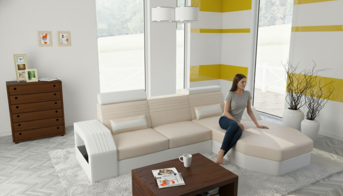 Designer sofa couch corner sofa leather fabric textile upholstery suite living landscape