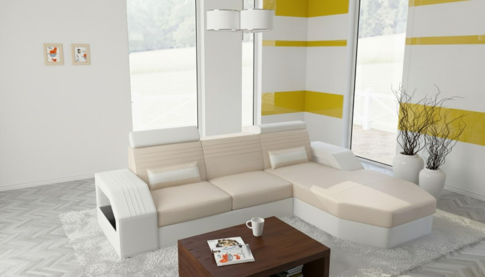 Designer sofa couch corner sofa leather fabric textile upholstery suite living landscape