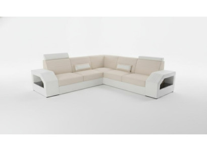 Designer Sofa Couch Ecksofa Leder Textil Polster Garnitur Wohnlandschaft L Form