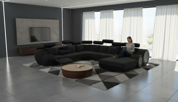 Designer sofa living landscape U-shape couch corner sofa upholstery suite corner suite