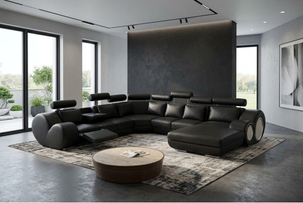 Designer sofa living landscape U-shape couch corner sofa upholstery suite corner suite