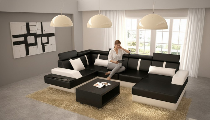 Designer living area corner couch sofa upholstered suite leather sofa sofas new.